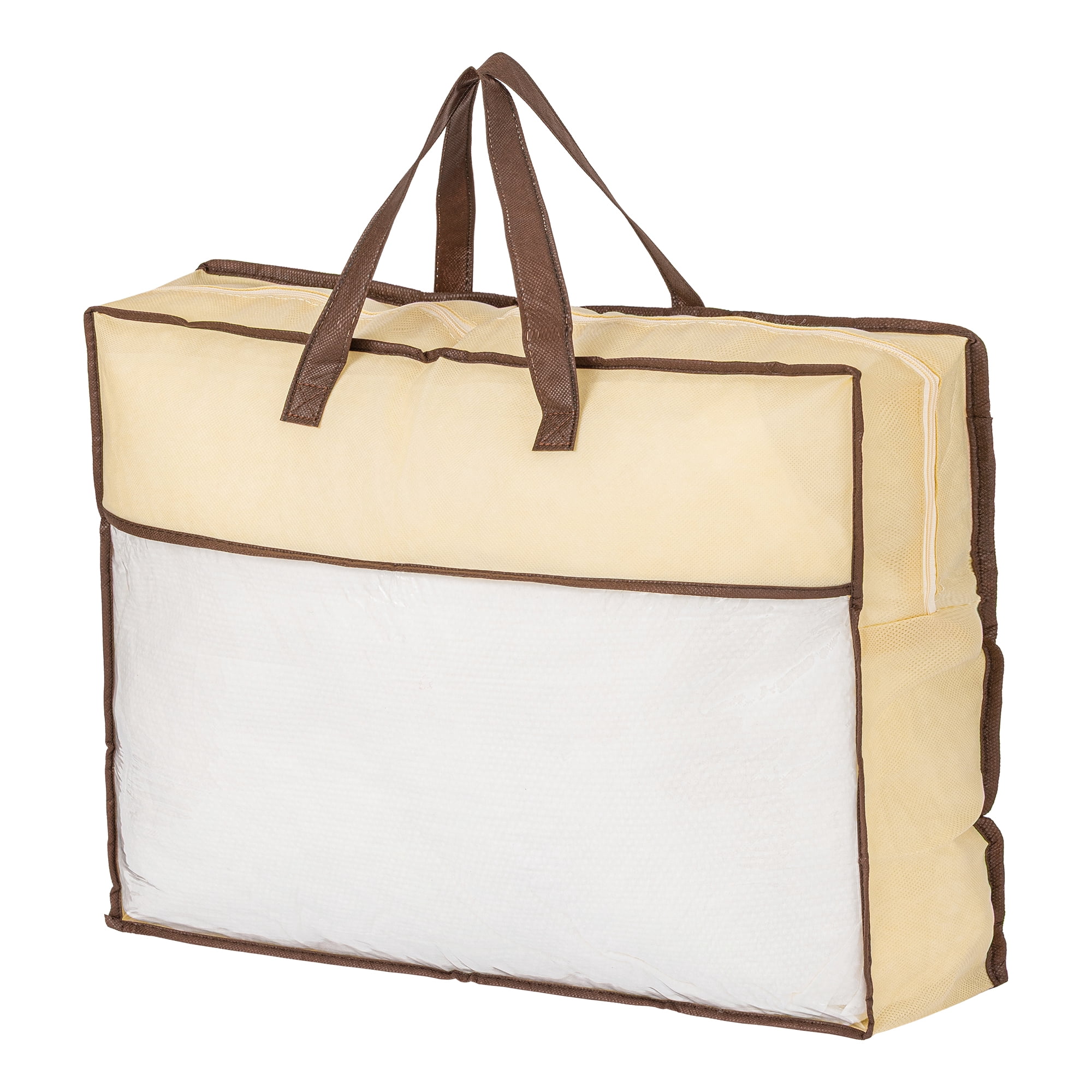 Unique Bargains Storage Bag for Organizing Clothing with Handles Beige 19.7"x25.6"x7.9"