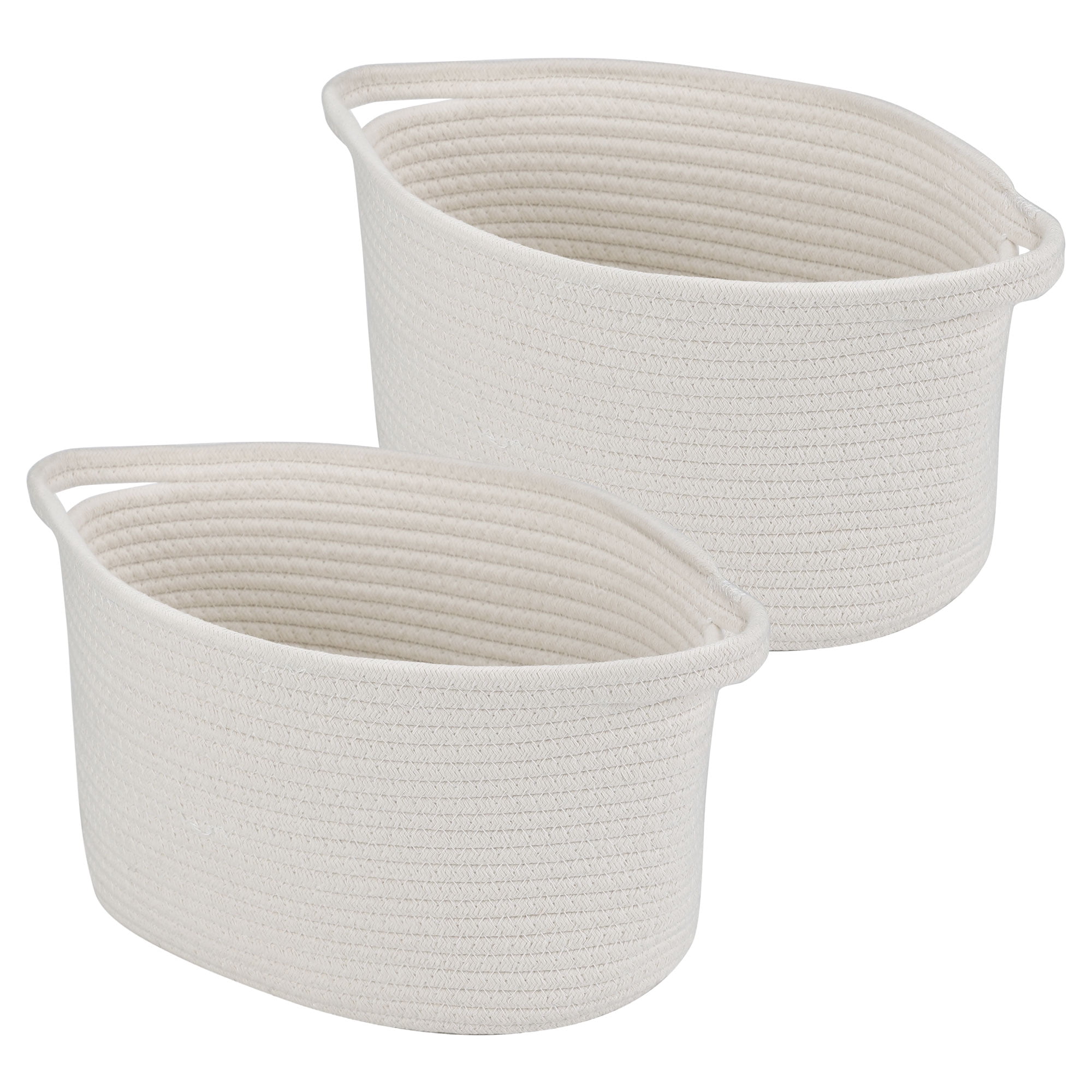 Unique Bargains Storage Basket Cotton Rode Woven Container Handles 2 Pack White