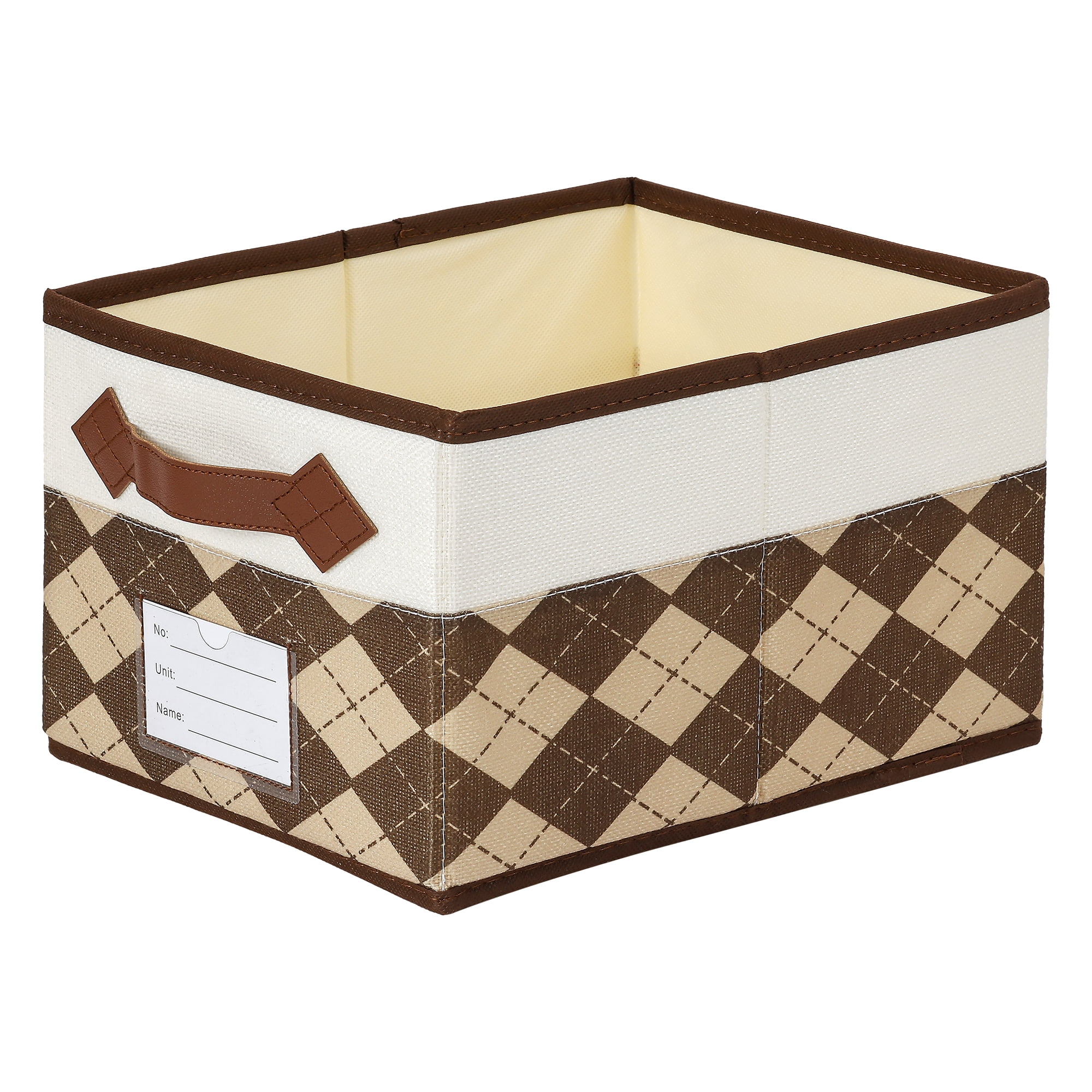Unique Bargains Storage Basket with Handle for Organizing Beige Coffee 8.7"x11.4"x6.7"