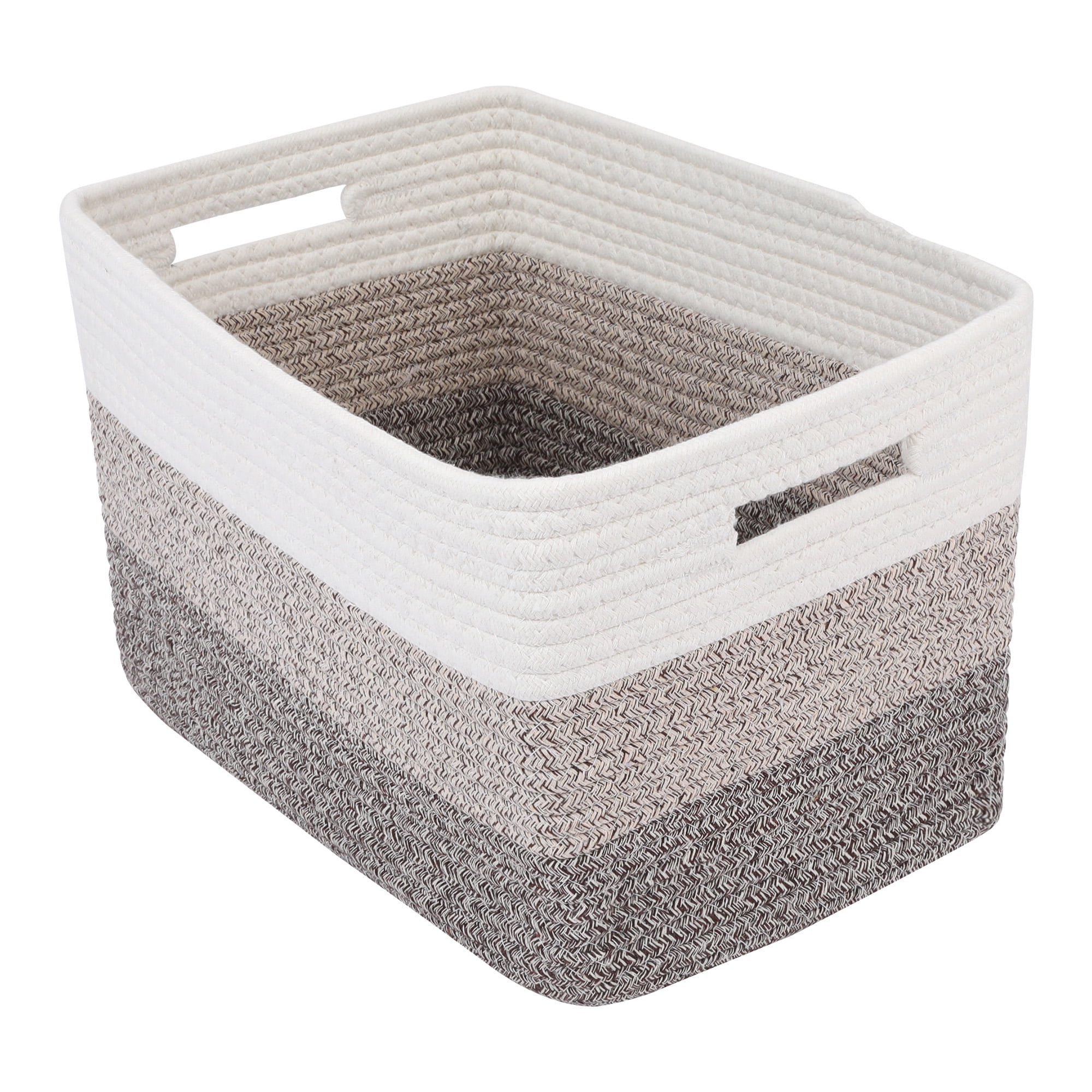 Unique Bargains Storage Basket with Handles Brown 15*9.8*9.1in