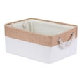 Unique Bargains Storage Bin with Handle Fabric Cube Beige/Brown 14*10*6