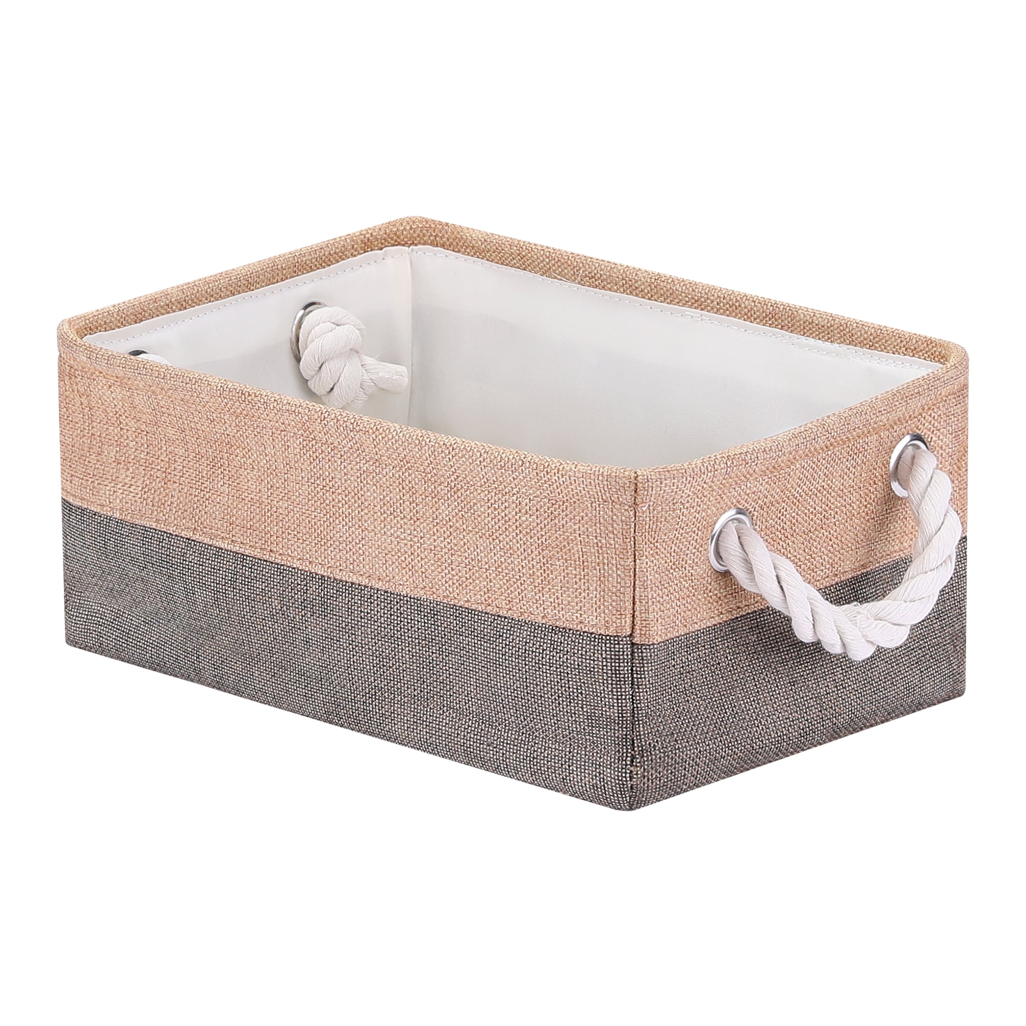 Unique Bargains Storage Bin with Handle Fabric Cube Coffee/Brown 12.5*8.5*5in