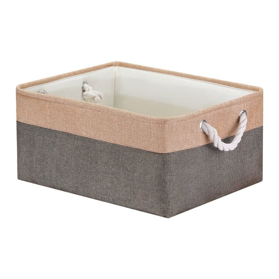 Unique Bargains Storage Bin with Handle Fabric Cube Coffee/Brown 16*12.5*8in