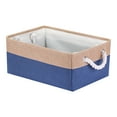 Unique Bargains Storage Bin with Handle Fabric Cube Dark Blue/Brown 14