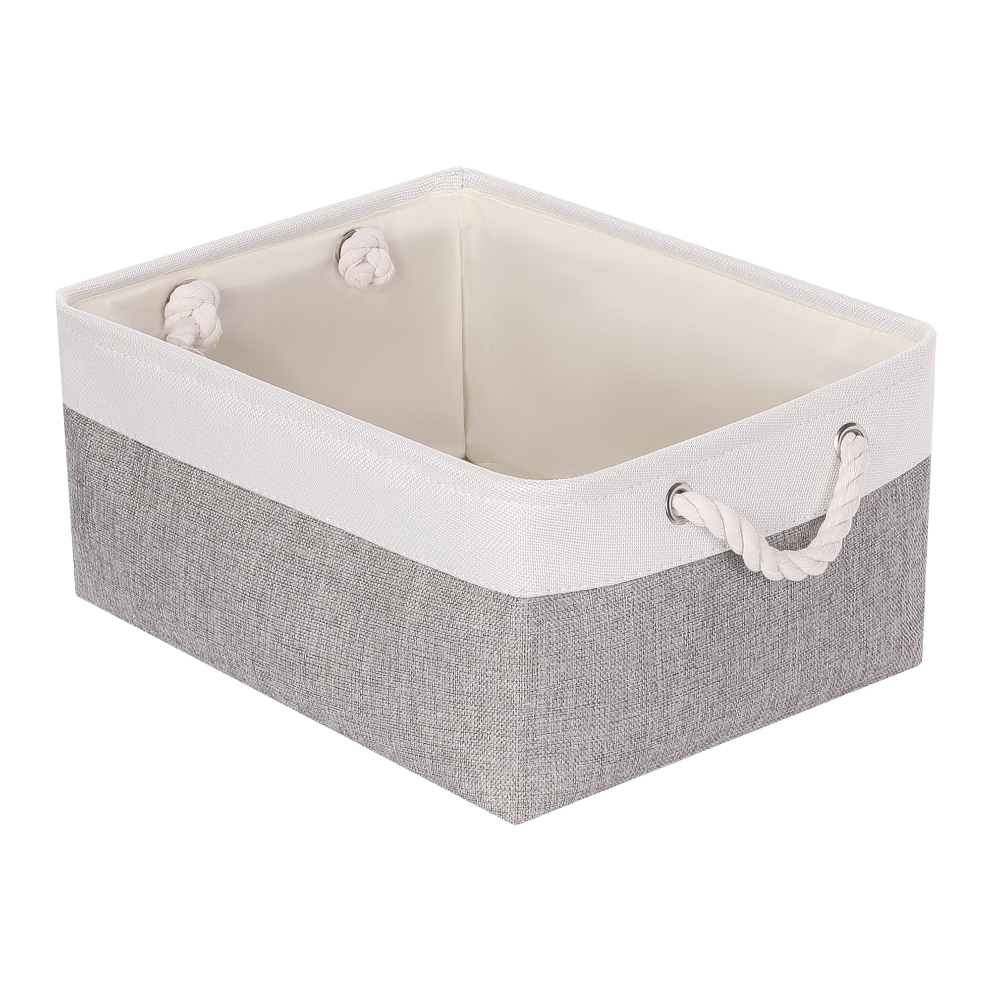 Unique Bargains Storage Bin with Handle Fabric Cube Grey/White 12.5*8.5*5in