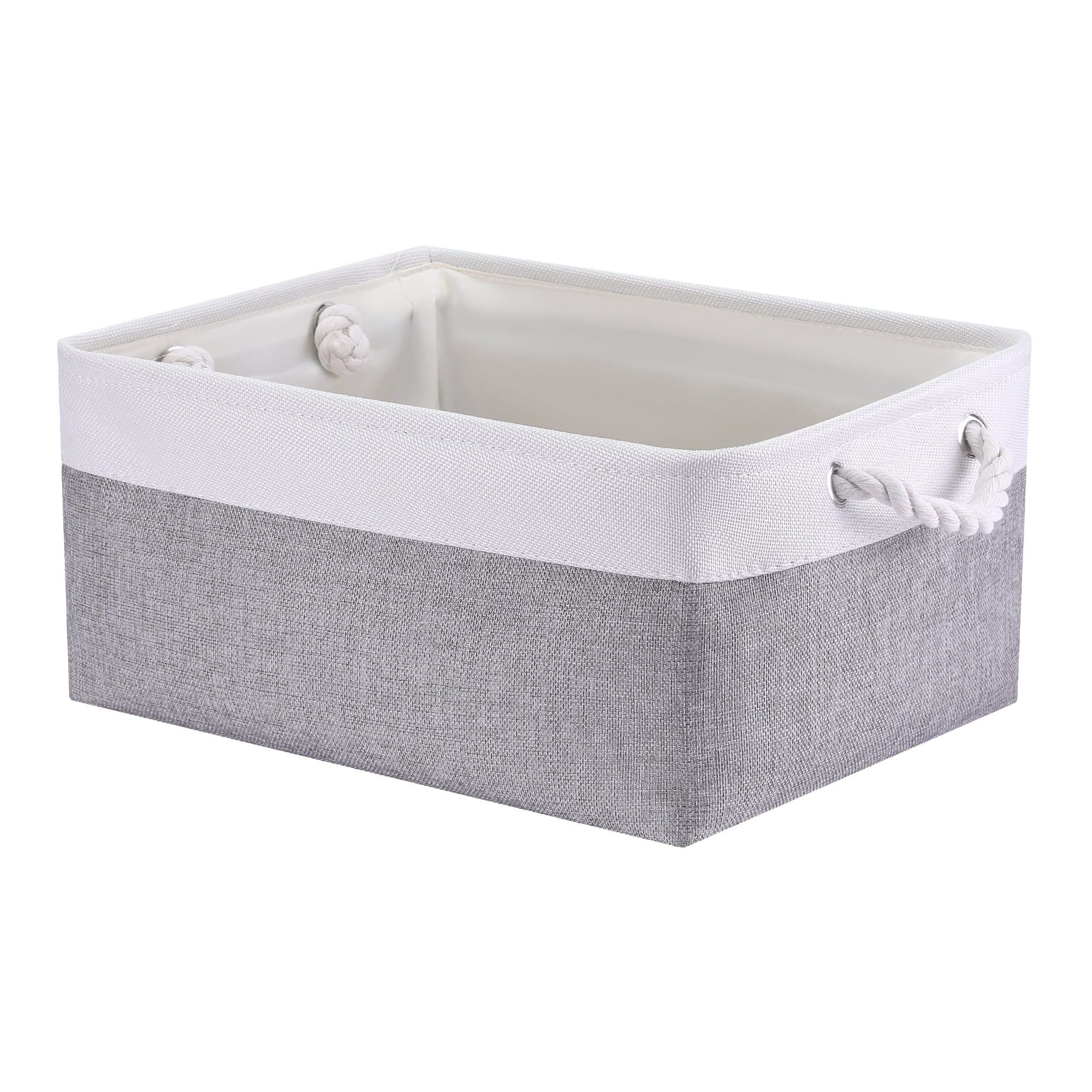 Unique Bargains Storage Bin with Handle Fabric Cube Grey/White 16*12.5*8in