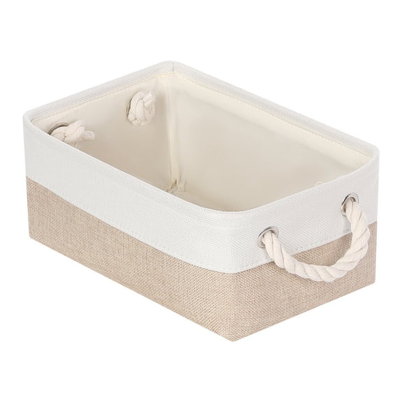 Unique Bargains Storage Bin with Handle Fabric Cube Khaki/White 12.5*8.5*5in