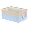 Unique Bargains Storage Bin with Handle Fabric Cube Light Blue/Brown 14