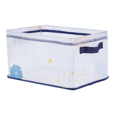 Unique Bargains Storage Bin with Handles Collapsible Storage Basket for Shelves Clear S