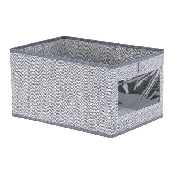Unique Bargains Storage Bin with Handles Foldable Organizer Basket Grey 14"x10"x8"