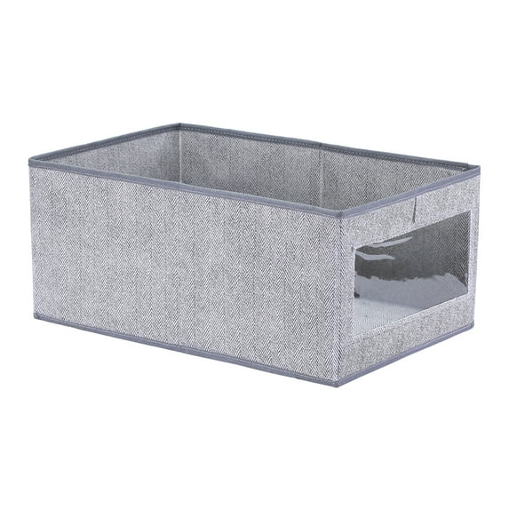 Unique Bargains Storage Bin with Handles Foldable Organizer Basket Grey 17"x12"x8"