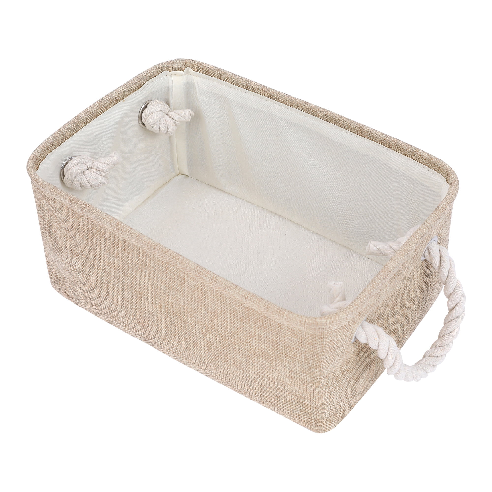 Unique Bargains Storage Bin with Handles for Closet Organizers Beige 12.2"x8.3"x5.1"