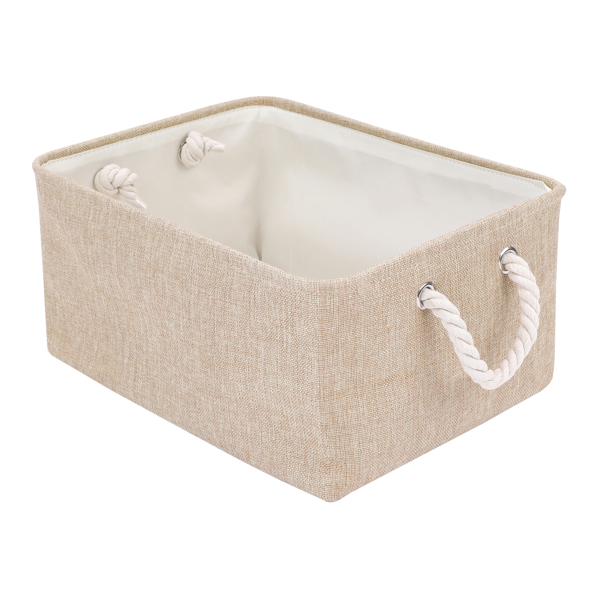 Unique Bargains Storage Bin with Handles for Closet Organizers Beige 16.1"x12.2"x7.9"