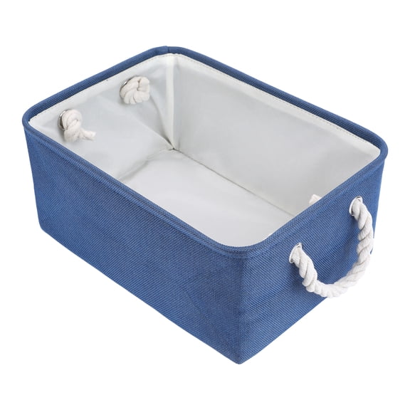 Unique Bargains Storage Bin with Handles for Closet Organizers Blue 14.2"x10.2"x6.3"
