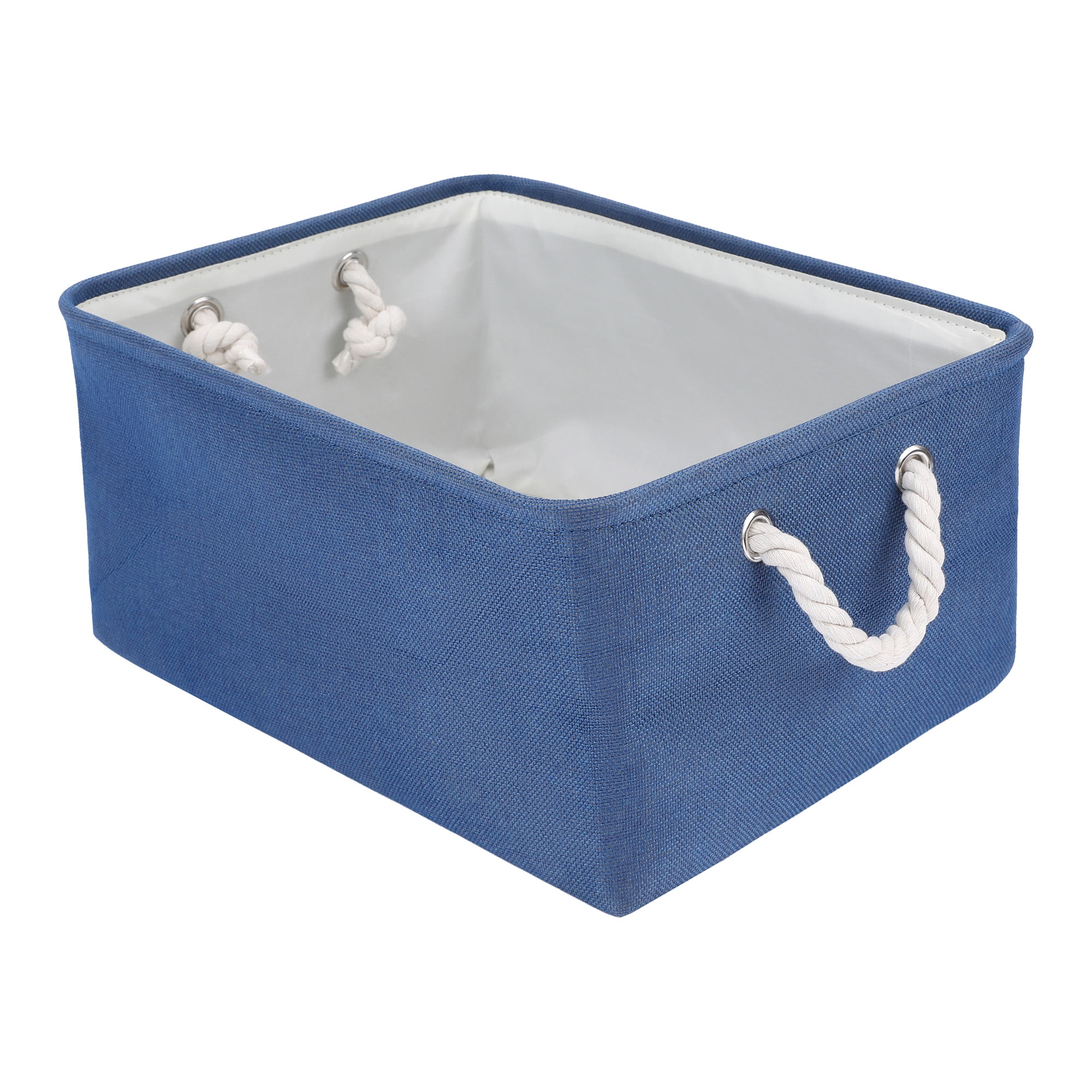 Unique Bargains Storage Bin with Handles for Closet Organizers Blue 16.1"x12.2"x7.9"