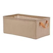 Unique Bargains Storage Bin with Handles for Shelves 1 Pack Basket Khaki