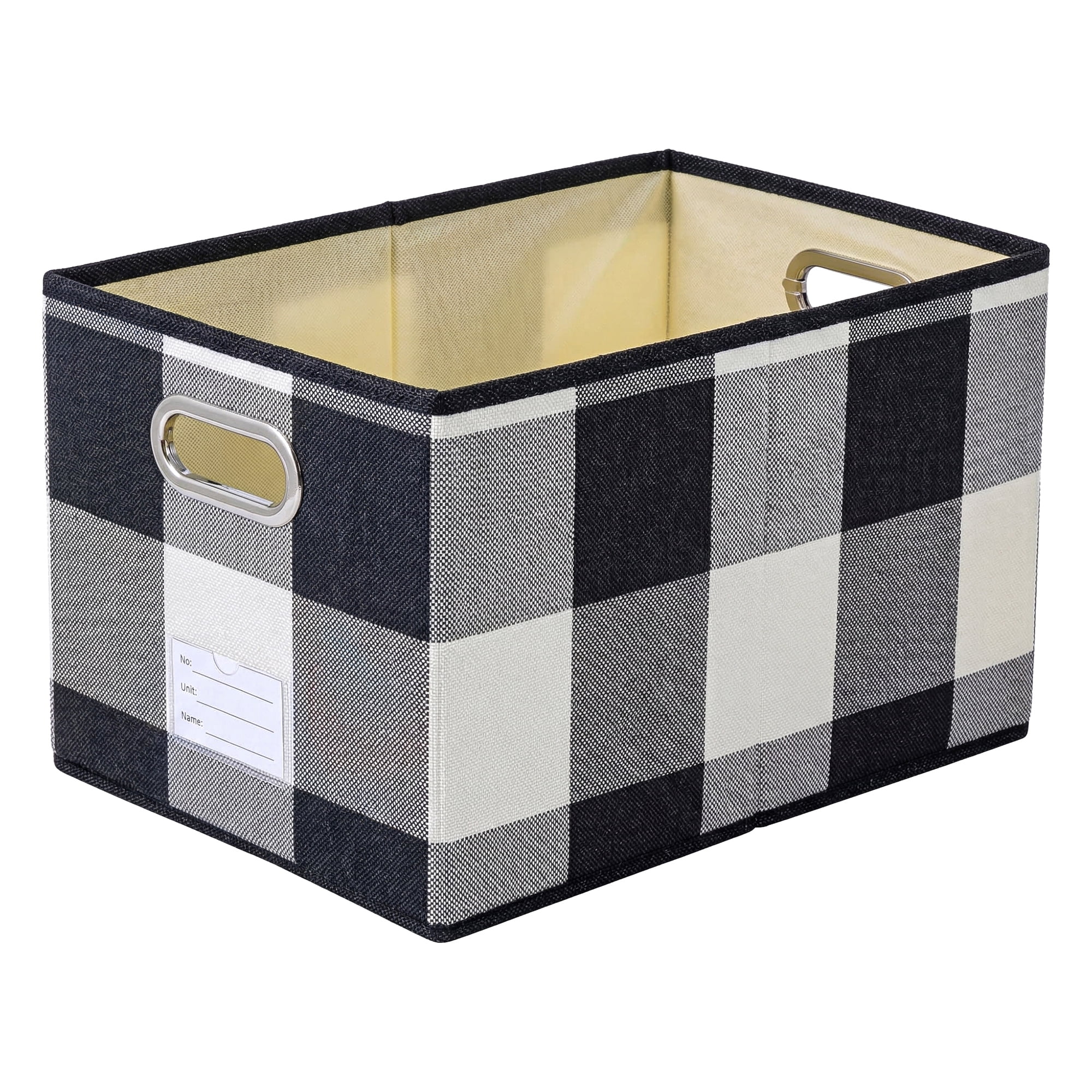 Unique Bargains Storage Bin with Handles for Shelves Closet Black 11.8" x 19.7" x 11.8"