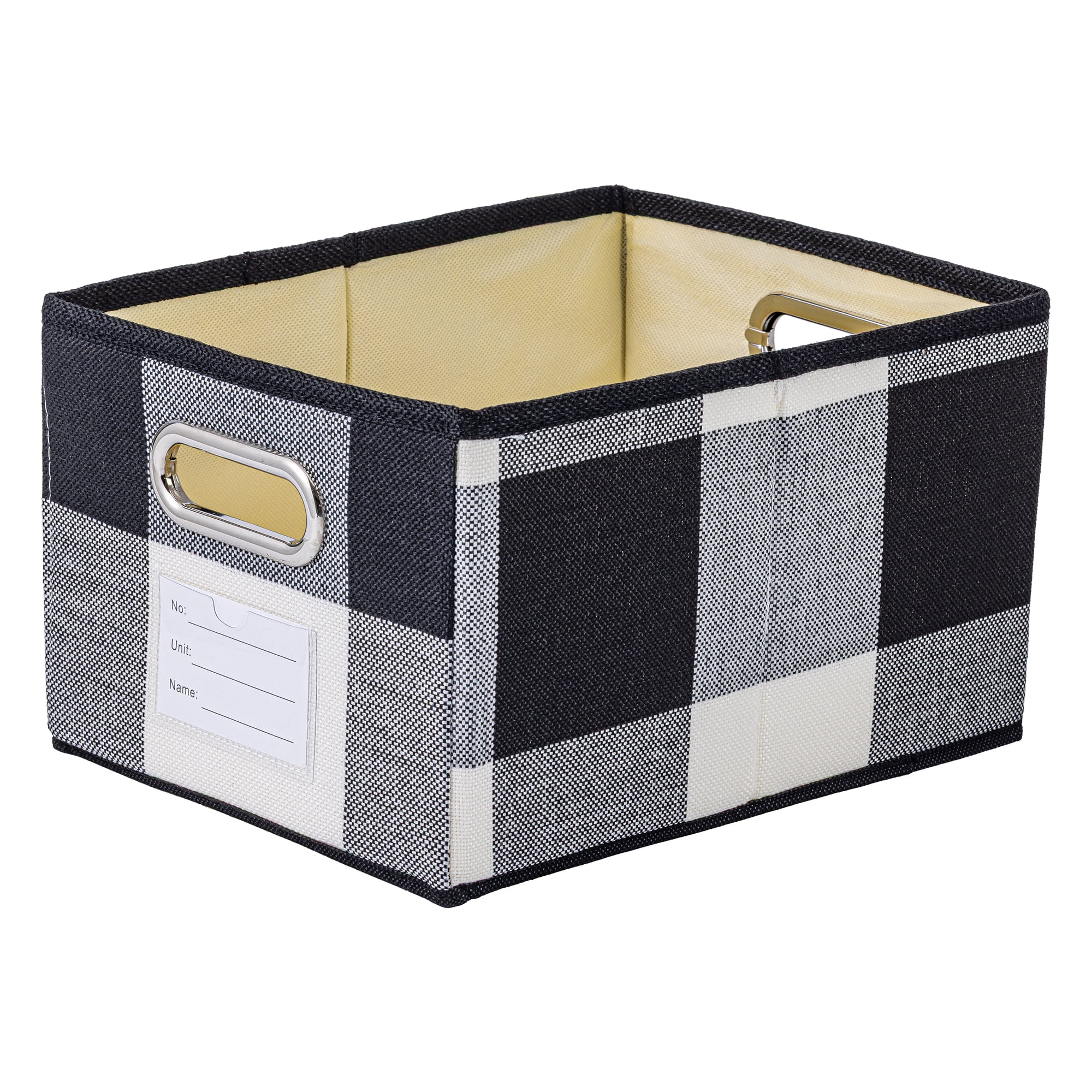 Unique Bargains Storage Bin with Handles for Shelves Closet Black 8.7" x 11.4" x 6.7"