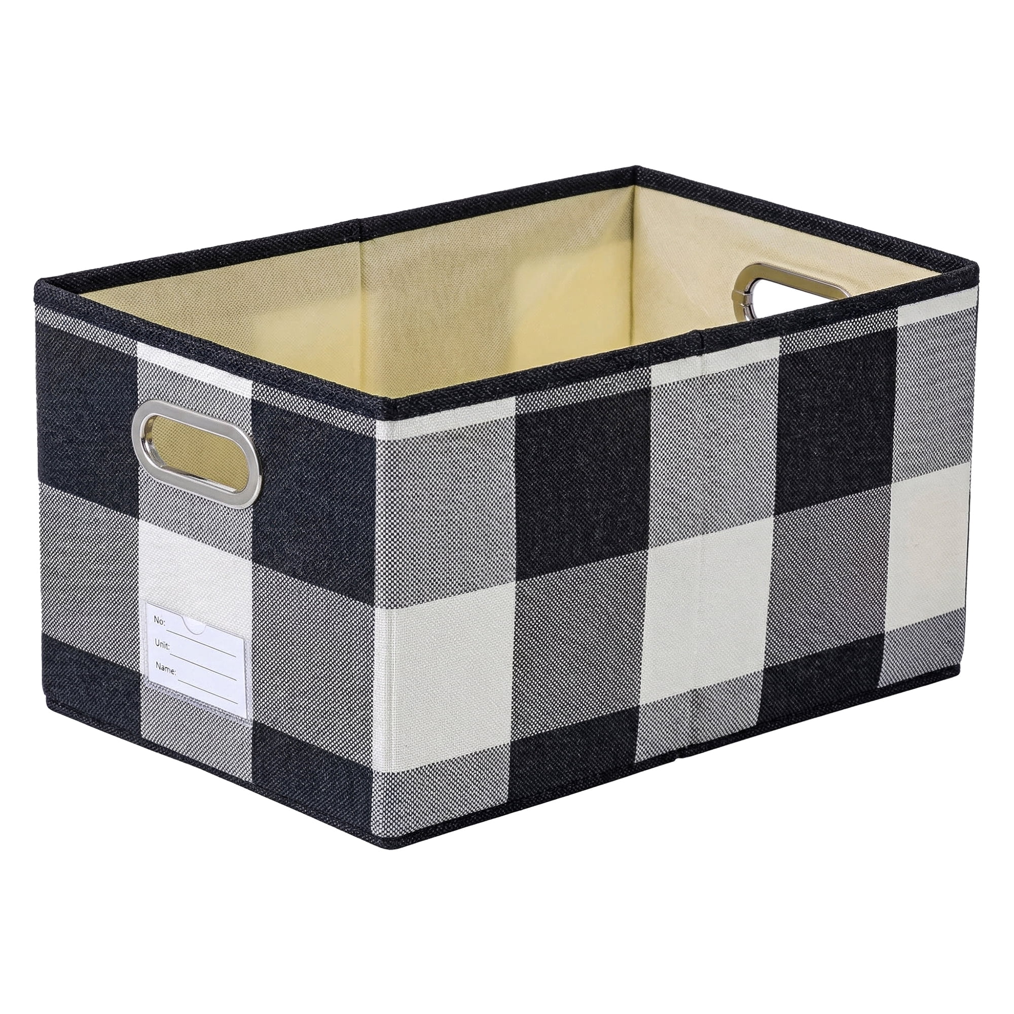 Unique Bargains Storage Bin with Handles for Shelves Closet Black 9.8" x 15" x 8.3"