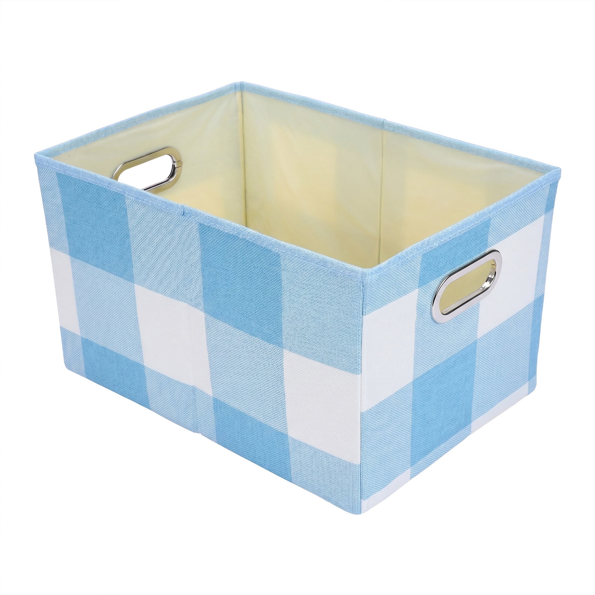 Unique Bargains Storage Bin with Handles for Shelves Closet Blue 11.8" x 16.9" x 10.6"
