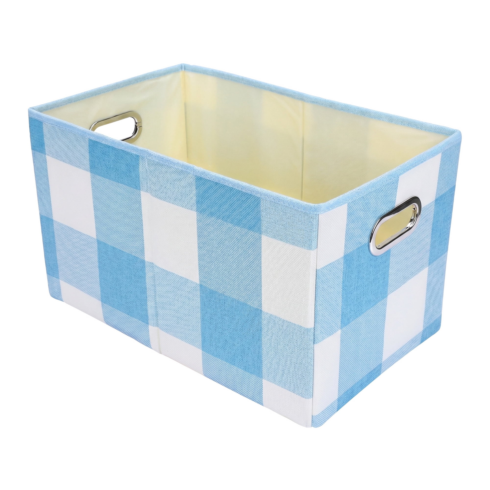 Unique Bargains Storage Bin with Handles for Shelves Closet Blue 11.8" x 19.7" x 11.8"