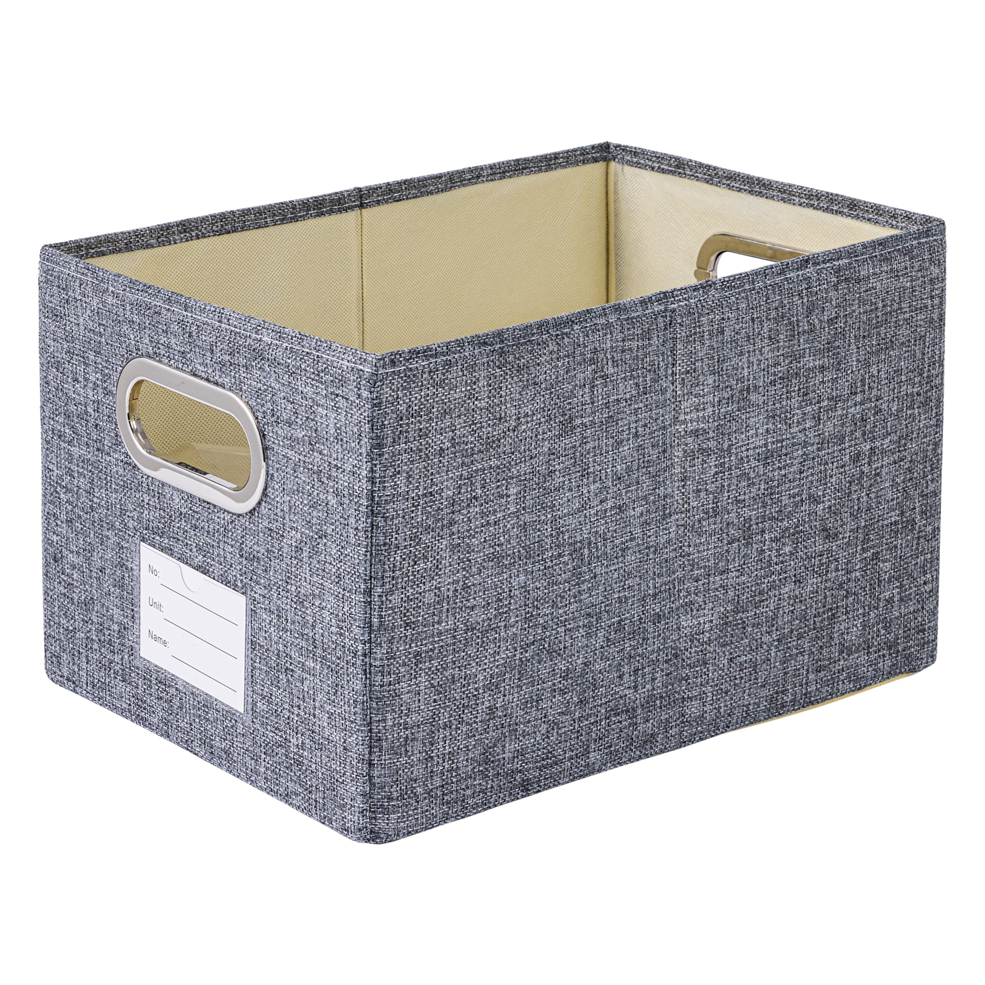 Unique Bargains Storage Bin with Handles for Shelves Closet Gray 11.8" x 19.7" x 11.8"