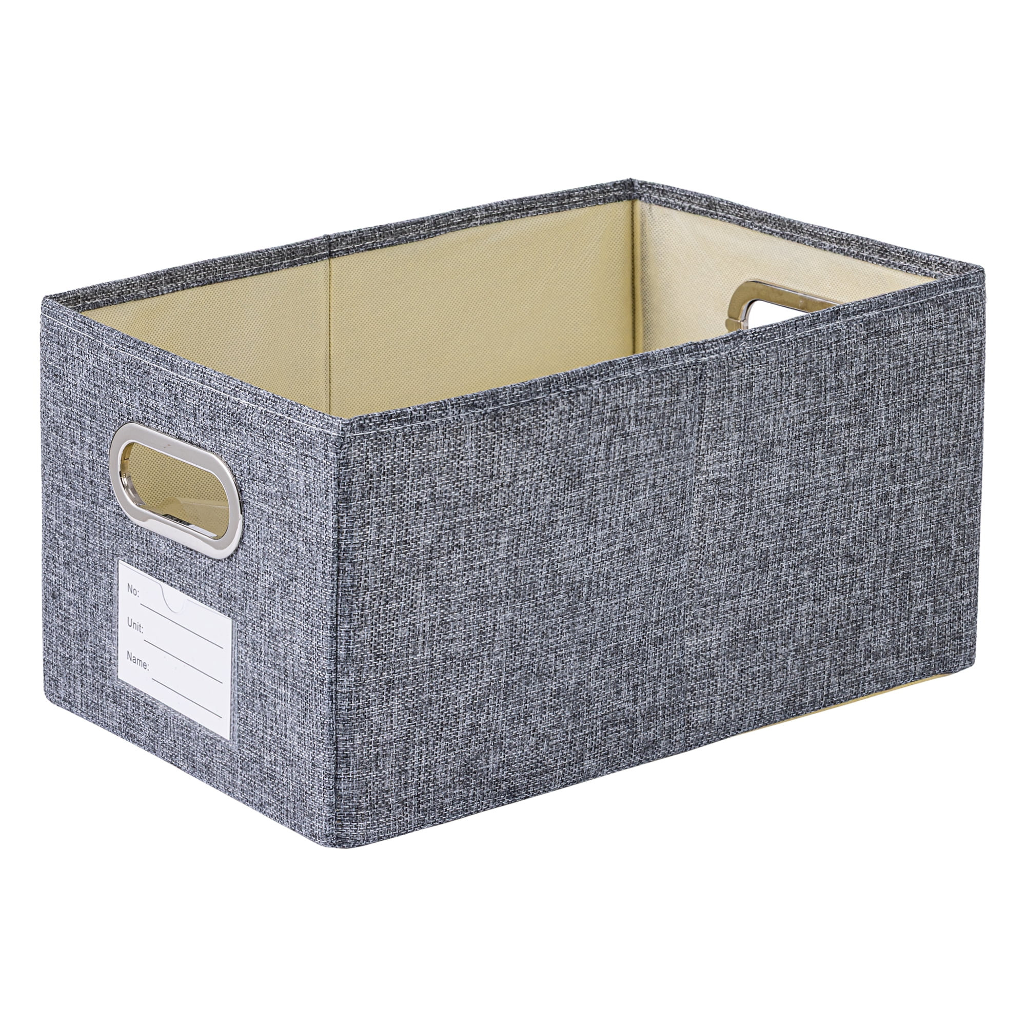 Unique Bargains Storage Bin with Handles for Shelves Closet Gray 8.7" x 11.4" x 6.7"
