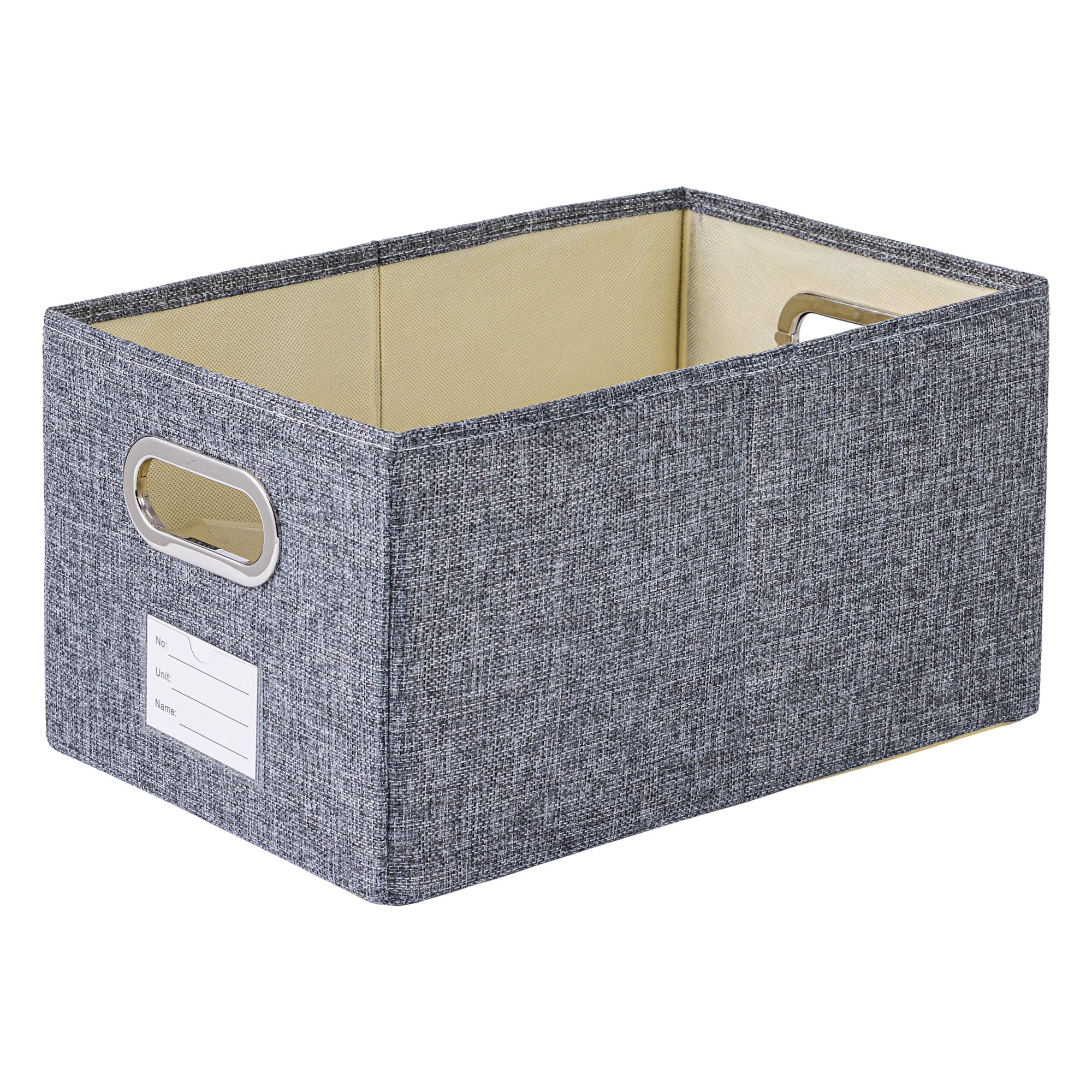 Unique Bargains Storage Bin with Handles for Shelves Closet Gray 9.8" x 15" x 8.3"