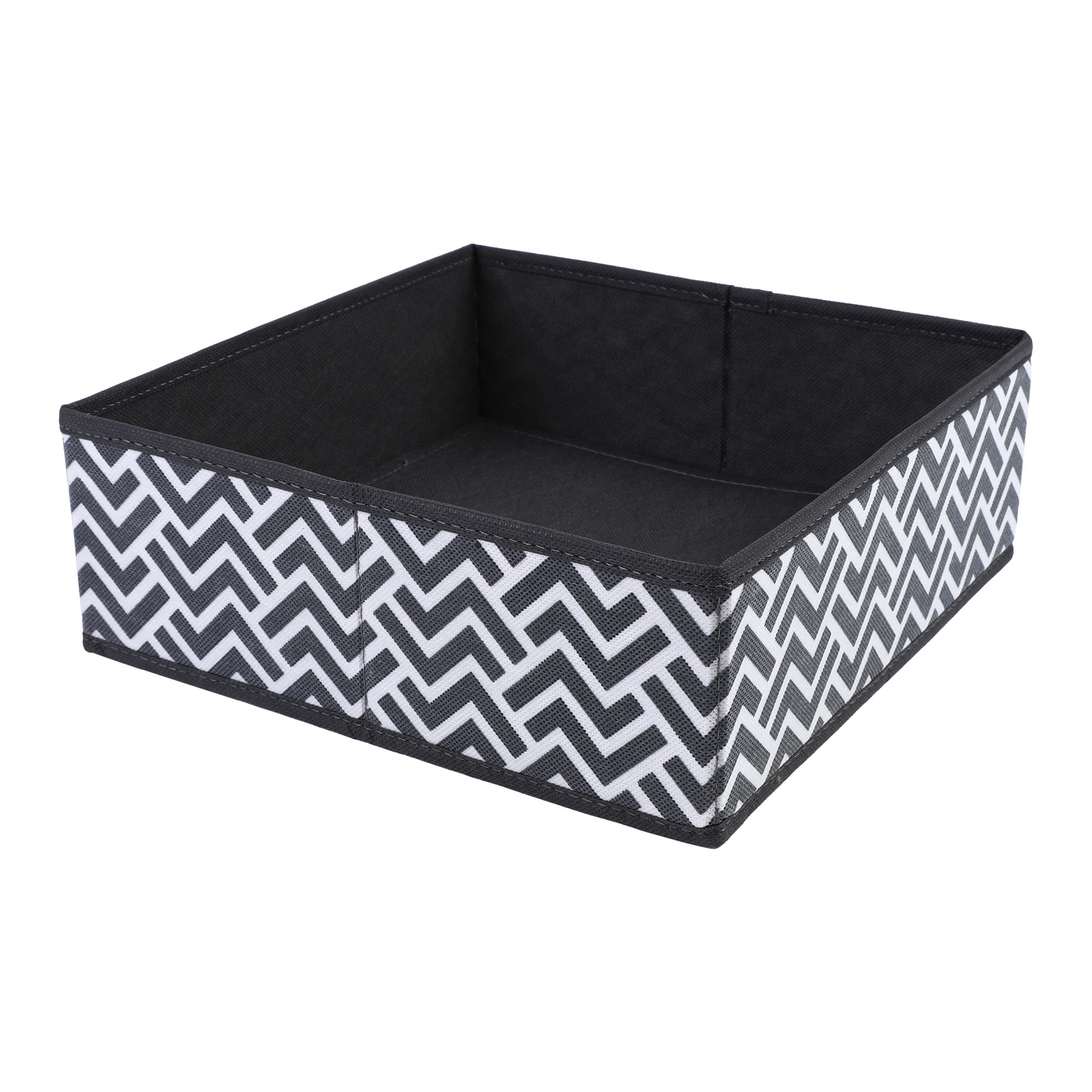 Unique Bargains Storage Bins for Closet Organizers Wavy Pattern Black 11"x11"x3.9"