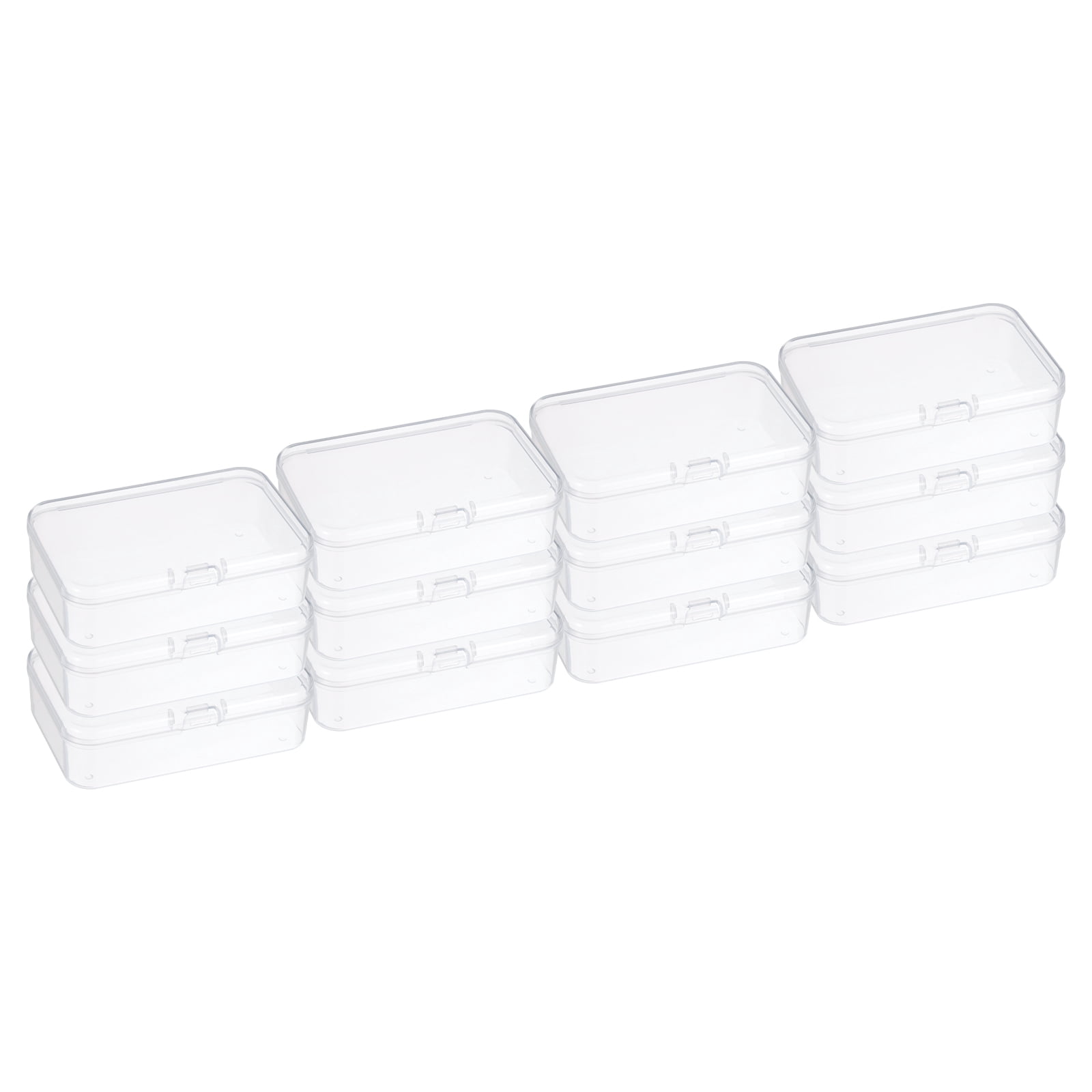 Unique Bargains Storage Box with Hinged Lid Plastic Stackable Organizer 3.3x2.2x1