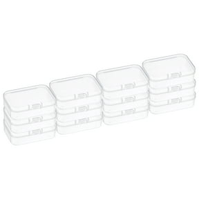 Unique Bargains Storage Box with Hinged Lid Plastic Stackable Organizer Clear 2.6"x1.8"x1"