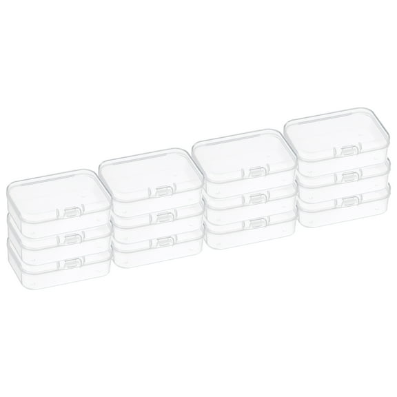 Unique Bargains Storage Box with Hinged Lid Plastic Stackable Organizer Clear 2.6"x1.8"x1"