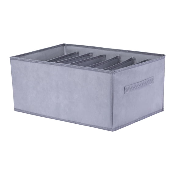Unique Bargains Storage Collapsible Cube Fabric Basket with Handle for Shelves Grey 7 Grid