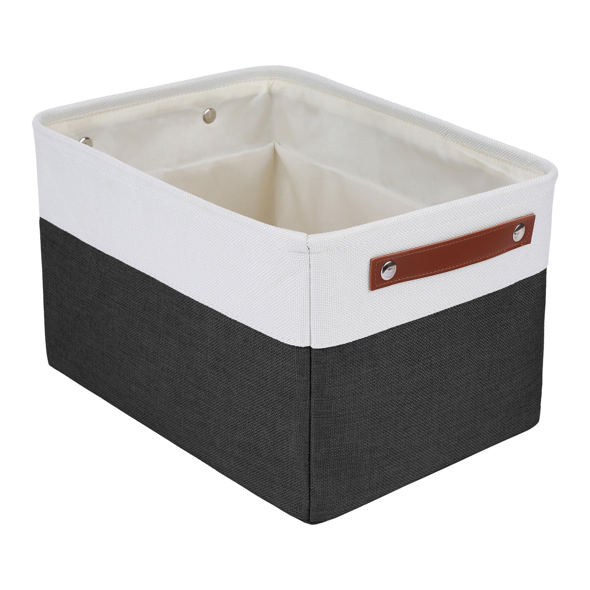 Unique Bargains Storage Cube Cotton Storage Bin with Handles for Closet Organizers Black
