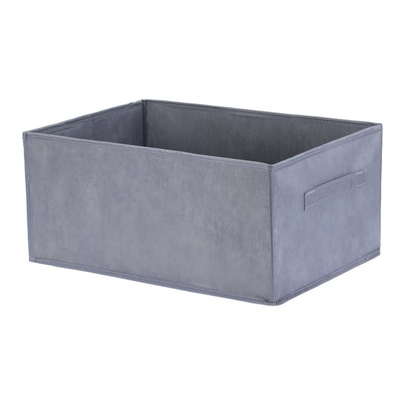 Unique Bargains Storage Cube Fabric Bin with Handles 1 Pc Basket Grey 18x12x8"