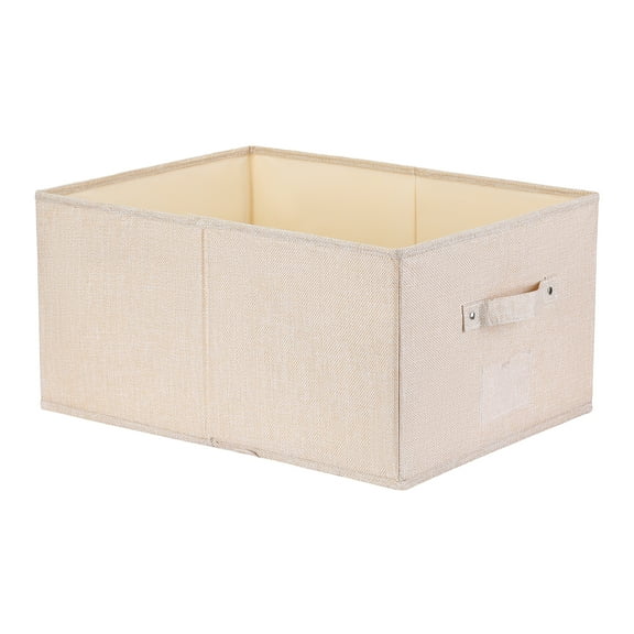 Unique Bargains Storage Cube Fabric Bin with Handles for Shelves Basket Beige 19*14*9in