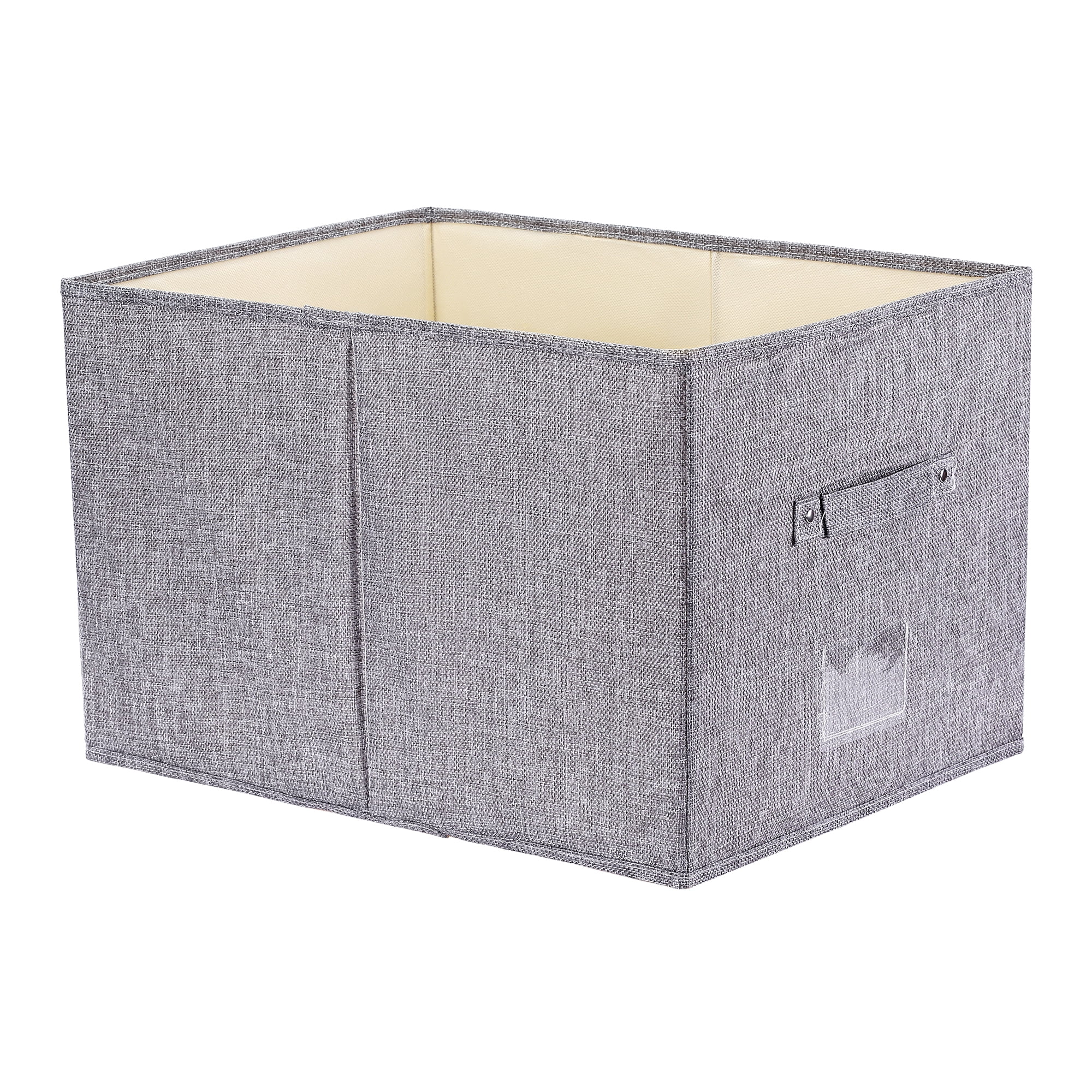 Unique Bargains Storage Cube Fabric Bin with Handles for Shelves Basket Grey 19*14*12in