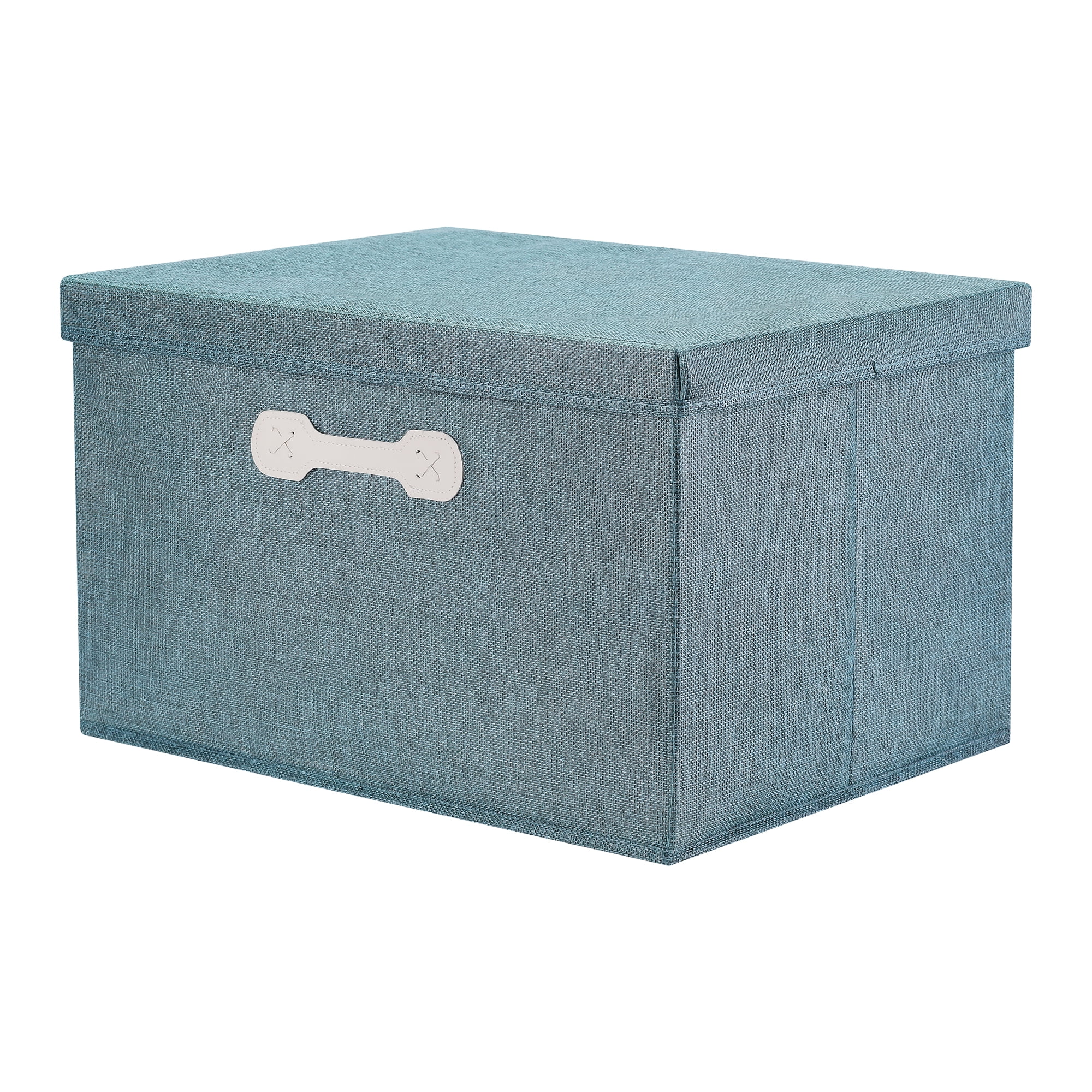Unique Bargains Storage Cube, Fabric Bin with Lid and Handle Green 18*14*10.5in