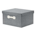 thumbnail image 1 of Unique Bargains Storage Cube, Fabric Bin with Lid and Handle Grey 14*11*7in, 1 of 5