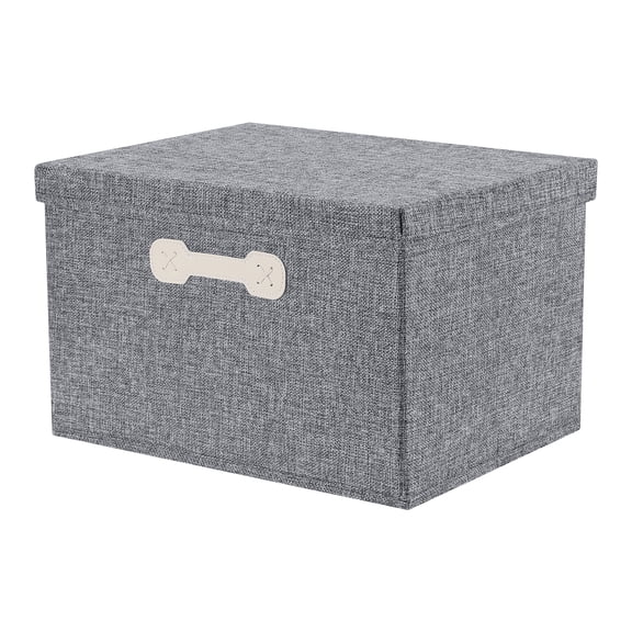 Unique Bargains Storage Cube, Fabric Bin with Lid and Handle Grey 16*12*9.5in