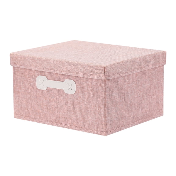 Unique Bargains Storage Cube, Fabric Bin with Lid and Handle Pink 14*11*7in