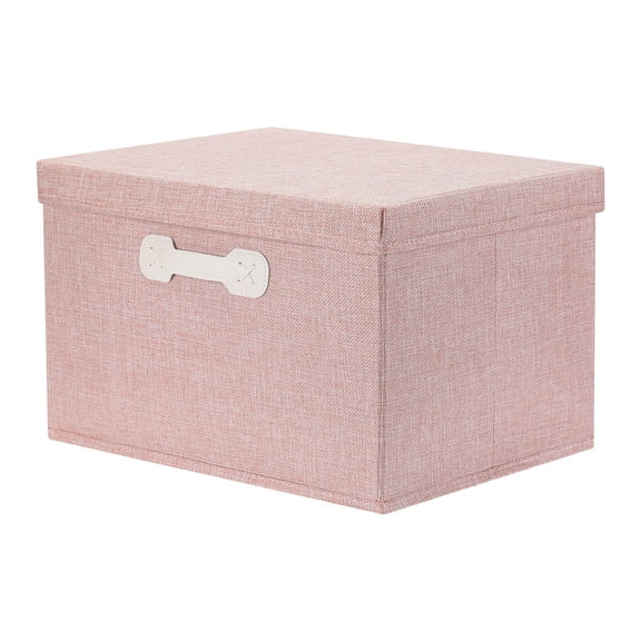 Unique Bargains Storage Cube, Fabric Bin with Lid and Handle Pink 16*12*9.5in