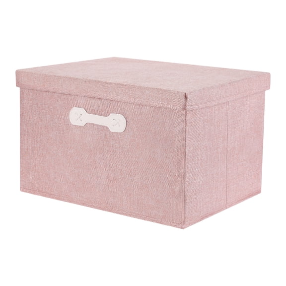 Unique Bargains Storage Cube, Fabric Bin with Lid and Handle Pink 18*14*10.5in
