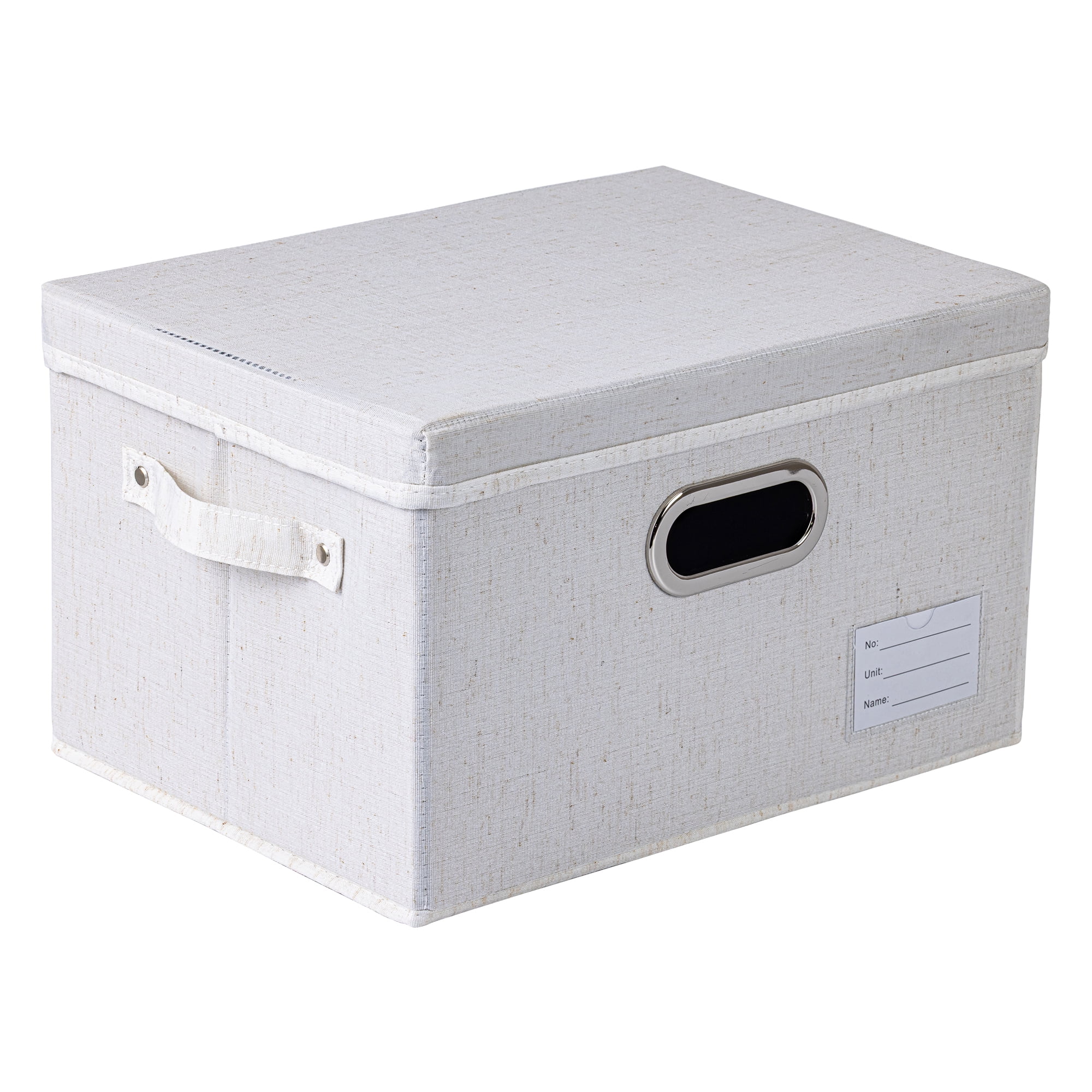 Unique Bargains Storage Cube Fabric Collapsible Basket White 12.6*9.8*7.9in