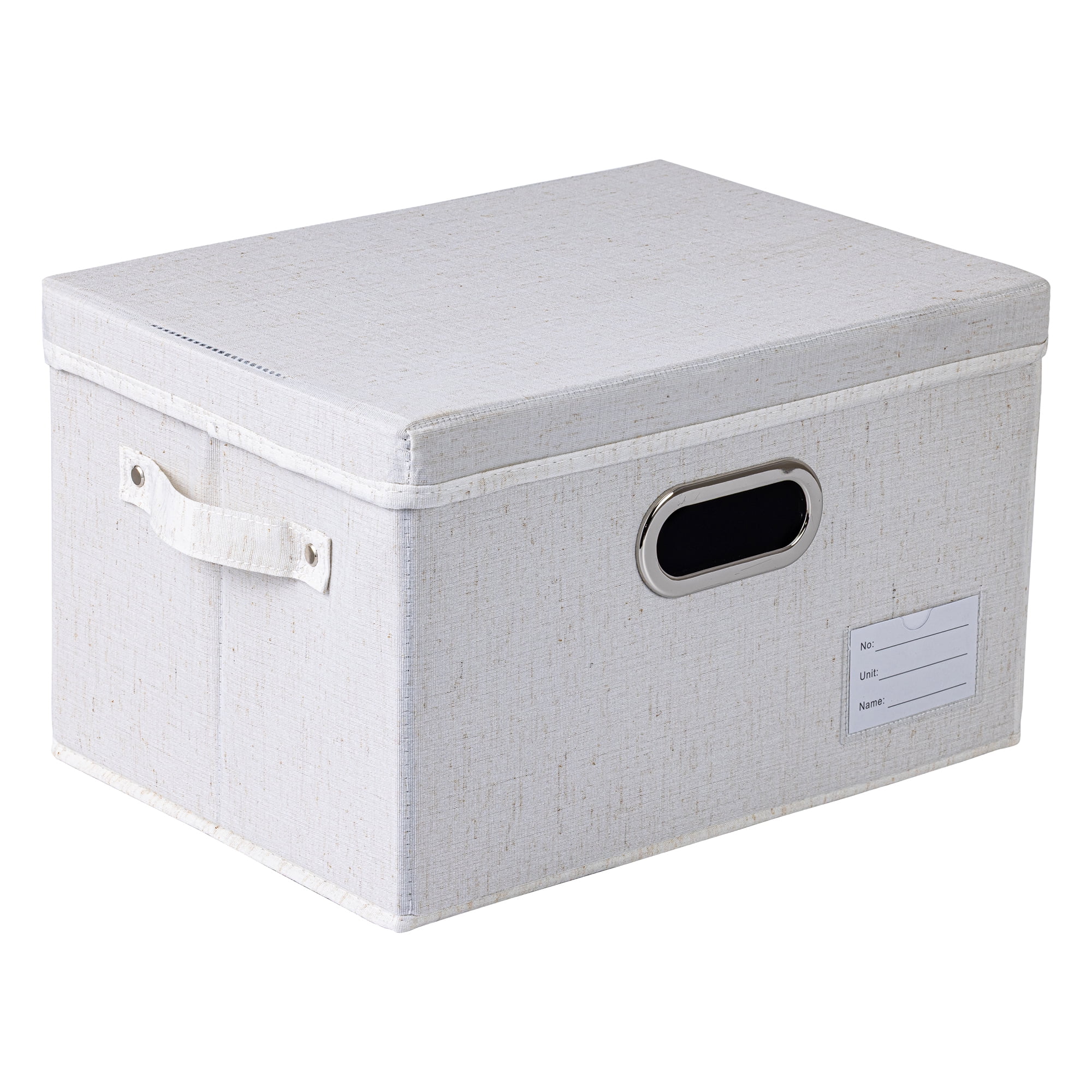 Unique Bargains Storage Cube Fabric Collapsible Basket White 14.6*10.6*9.1in