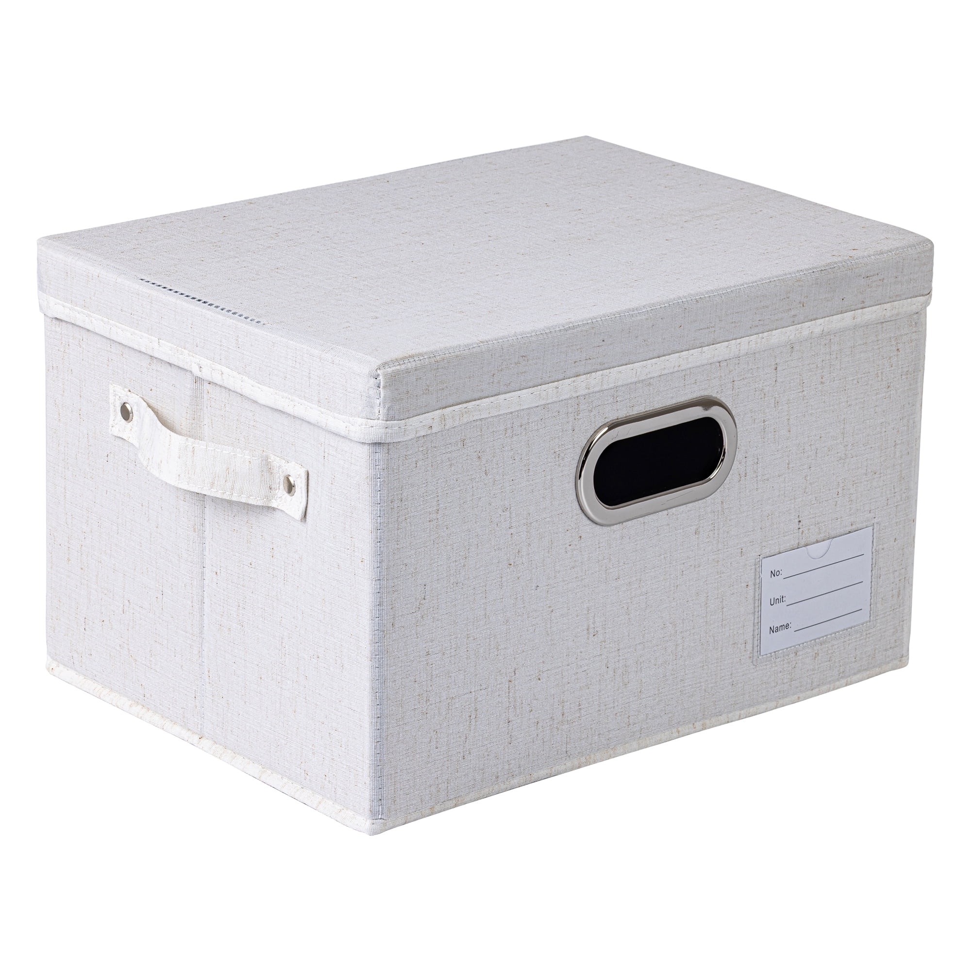 Unique Bargains Storage Cube Fabric Collapsible Basket White 16.5*13*11in
