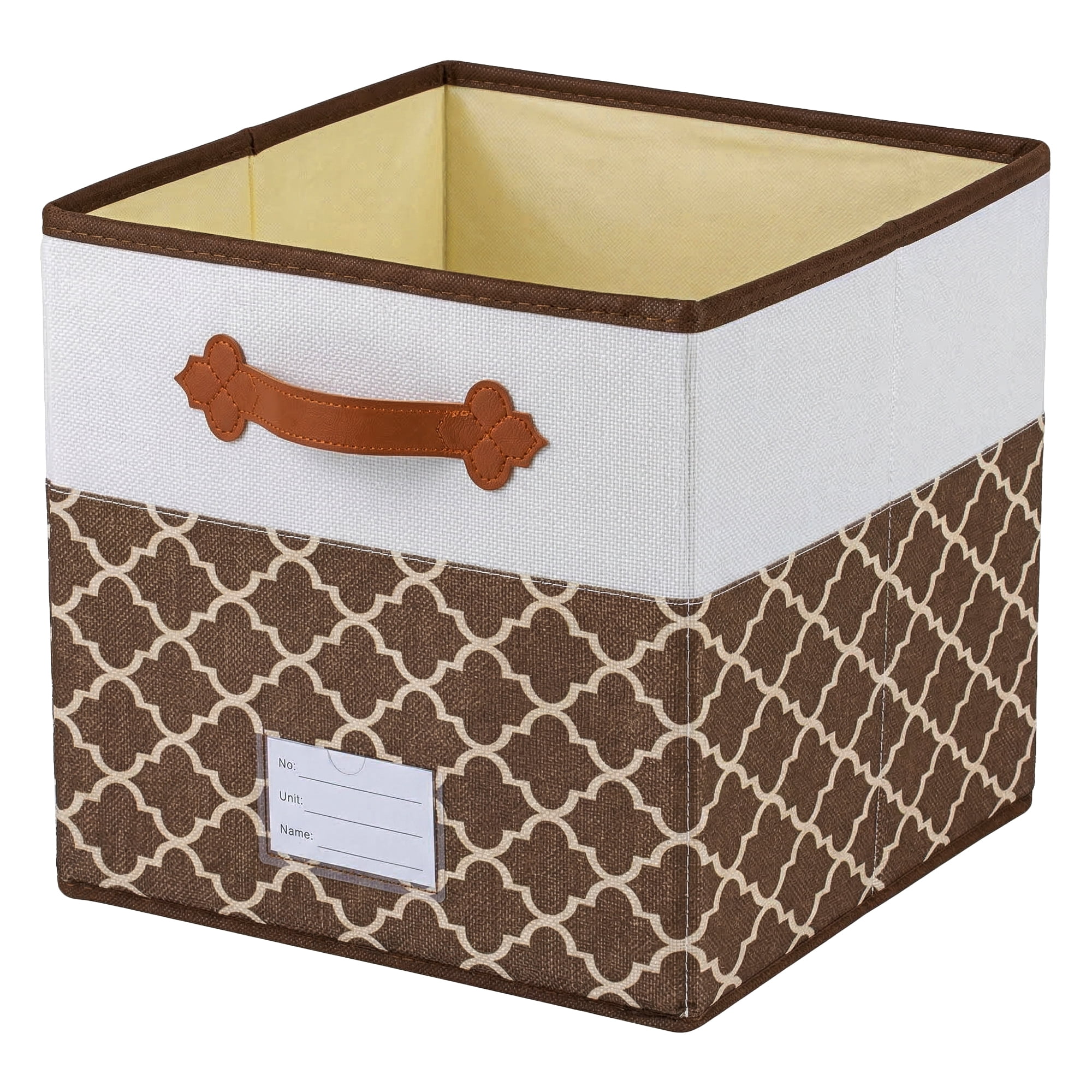 Unique Bargains Storage Basket with Handle for Organizing Objects Coffee 11.8"x11.8"x11.8"