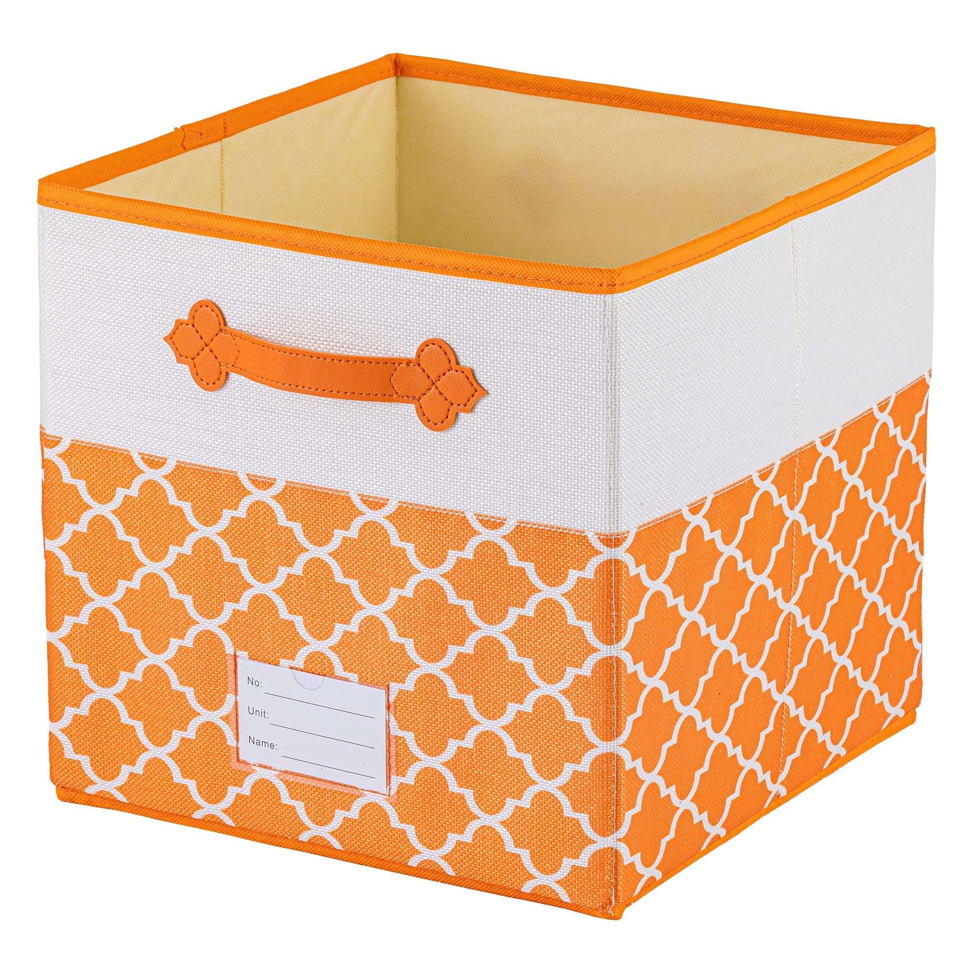 Unique Bargains Storage Basket with Handle for Organizing Objects Orange 11.8"x11.8"x11.8"