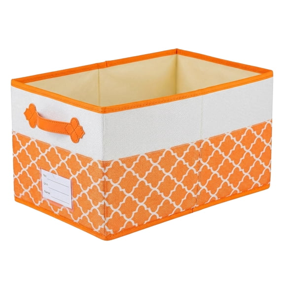 Unique Bargains Storage Basket with Handle for Organizing Objects Orange 15"x9.8"x8.3"
