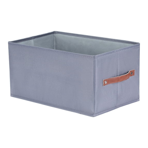 Unique Bargains Storage Cube Fabric Foldable Basket with Handles for Shelves 1pcs Grey L